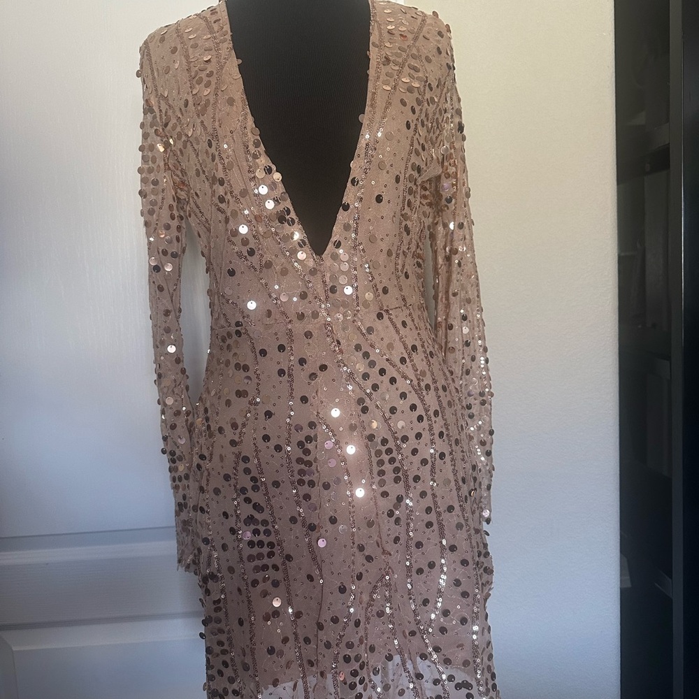 Elegant Sequin Long Sleeve Dress